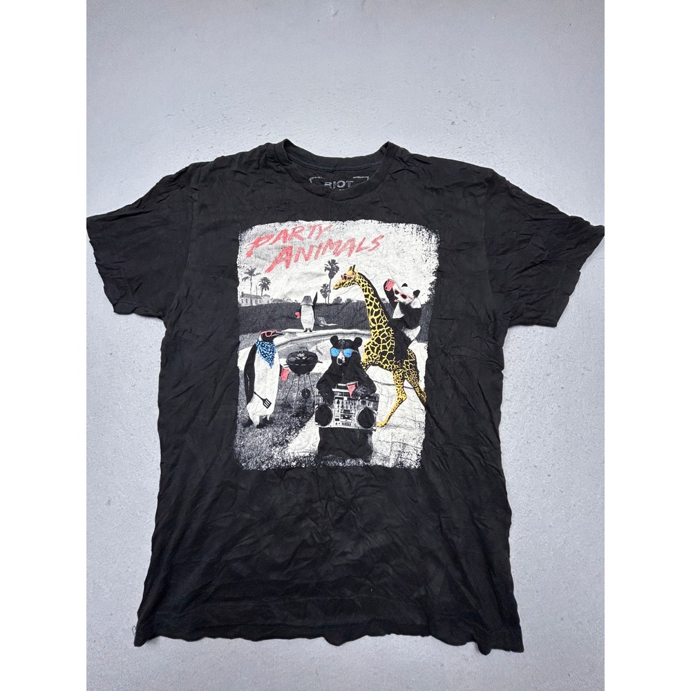 Riot Society Party Animals T Shirt 100% Cotton Black M Mens